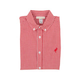 DEAN'S LIST DRESS SHIRT RICHMOND RED MINI GINGHAM WITH RICHMOND RED STORK