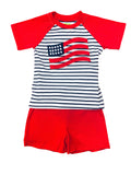 APPLIQUE AMERICAN FLAG SHORT SET