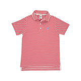 PRIM & PROPER POLO -RICHMOND RED STRIPE WITH BARBADOS BLUE STORK