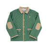 CALDWELL QUILTED COAT - GALLATIN GREEN WITH BRASS BUTTONS & KEENLAND KHAKI CORDUROY COLLAR