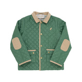 CALDWELL QUILTED COAT - GALLATIN GREEN WITH BRASS BUTTONS & KEENLAND KHAKI CORDUROY COLLAR