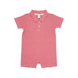 SIR PROPER'S ROMPER RICHMOND RED STRIPE WITH BARBADOS BLUE STORK