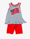 APPLIQUE AMERICAN FLAG SHORT SET