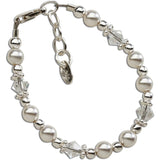 STERLING SILVER PEARL AND CRYSTAL BRACELET
