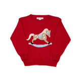 ISAAC'S INTARSIA SWEATER - RICHMOND RED WITH ROCKING HORSE INTARSIA