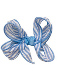 LARGE SEERSUCKER KNOT BOW CLIP- MILLENNIUM BLUE