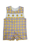 EMBROIDERED PAW LSUPLAID SHORTALL