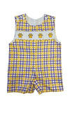 EMBROIDERED PAW LSUPLAID SHORTALL