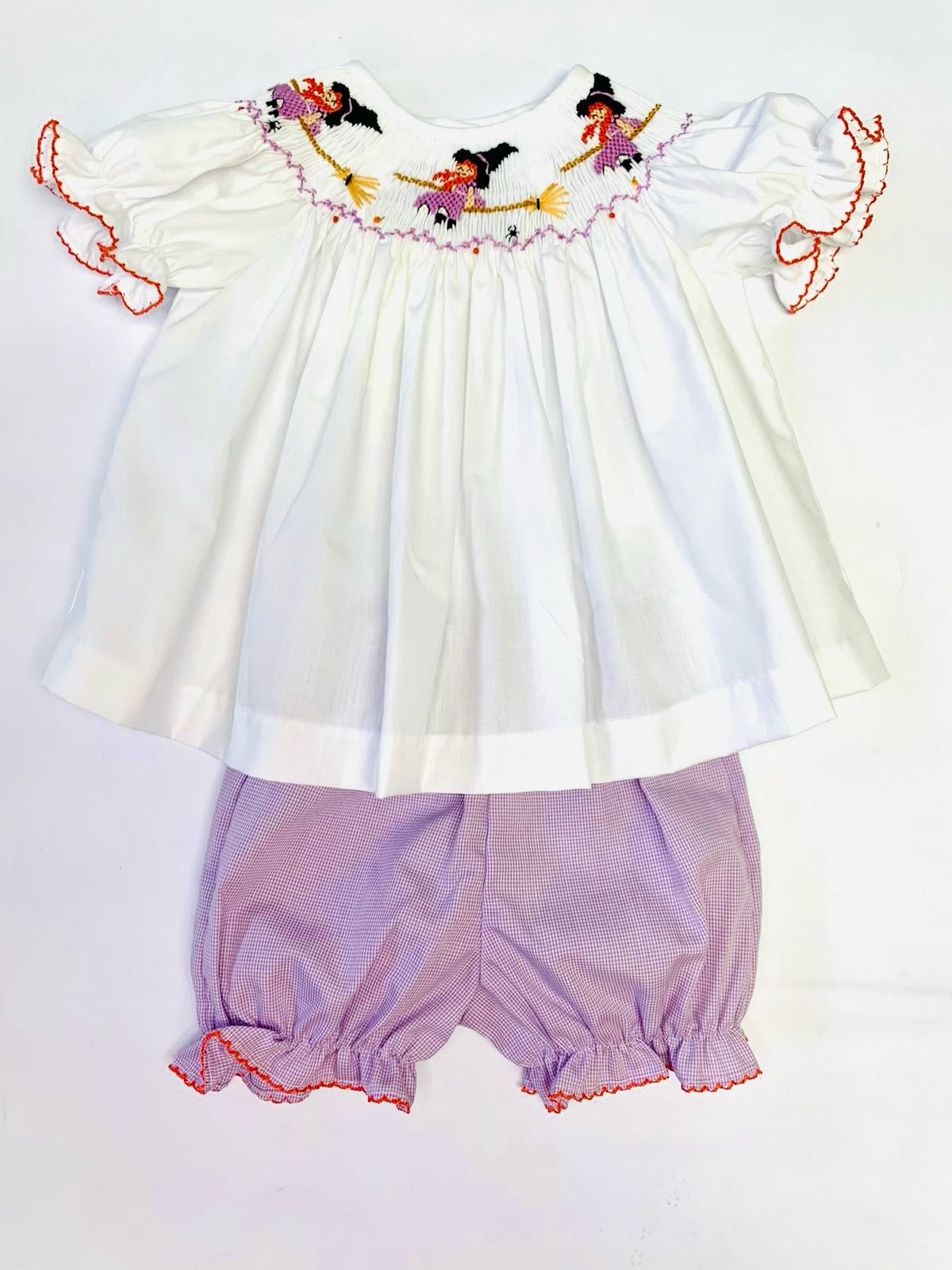 LuLu BeBe Girls Green Check Smocked Mallard Ducks Bloomers Set main image 0