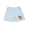 SHELTON SHORTS BUCKHEAD BLUE GINGHAM WITH APPLE APPLIQUE