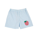 SHELTON SHORTS - BUCKHEAD BLUE GINGHAM WITH APPLE APPLIQUE