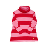 TENLEY TUNIC- HAMPTONS HOT PINK & RICHMOND RED STRIPE WITH GOLD STORK
