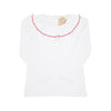 LONG SLEEVE RAMONA RUFFLE COLLAR SHIRT - WORTH AVENUE WHITE WITH RICHMOND RED