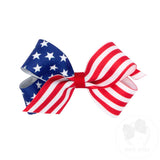 MINI PATRIOTIC STARS AND STRIPES PRINTED GIRLS HAIR BOW