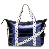 PUFFER METALLIC WEEKENDER TOTE - NAVY