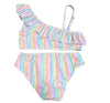 TWO PIECE ONE SHOULDER RAINBOW SWIMSUIT