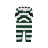 SIR PROPER'S RUGBY ROMPER  GRIER GREEN STRIPE WITH NANTUCKET NAVY ELBOW PATCHES & RICHMOND RED PIPING