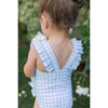 GIRLS OASIS BLUE GINGHAM RUFFLE ONE PIECE BATHING SUIT