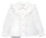 GILRS IVORY COTTON RUFFLE BLOUSE