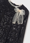 SEQUIN DRESS WITH BOW- BLACK