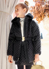 GIRLS BLACK DIAMOND- QUILTED SEQUIN COAT