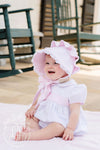 BELLEFAIRE BONNET - PLANTATION PINK WITH WORTH AVENUE WHITE EYELET