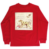 J. BAILEY LONG SLEEVE LOGO TEE - SANTA DOG ON RED