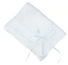 RIBBON POINTELLE KNIT BLANKET - WHITE AND BLUE