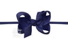 1/4″ PANTYHOSE HEADBAND WITH SIGNATURE GROSGRAIN BOW NAVY 3.5"