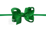 1/4″ PANTYHOSE HEADBAND WITH SIGNATURE GROSGRAIN BOW EMERALD GREEN 3.5"