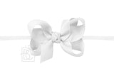 1/4″ PANTYHOSE HEADBAND WITH SIGNATURE GROSGRAIN BOW WHITE 3.5"