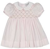 ROSEBUD DIAMOND SMOCKED DRESS - PINK/WHITE