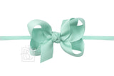 1/4″ PANTYHOSE HEADBAND WITH SIGNATURE GROSGRAIN BOW AQUA 3.5"