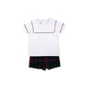 THE BEAUFORT BONNET COMPANY SHEPHERD SHORT SET - WOTH AVENUE WHITE WITH WITH HORSE TRAIL TARTAN