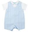 SMOCKED EMBROIDERED DIAMOND CREEPER - WHITE AND BLUE