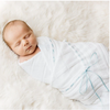 RIBBON POINTELLE KNIT BLANKET - WHITE AND BLUE