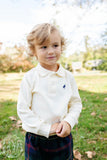 PRIM & PROPER LONG SLEEVE POLO - PALMETTO PEARL WITH NANTUCKET NAVY STORK