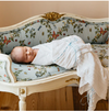 RIBBON POINTELLE KNIT BLANKET - WHITE AND BLUE