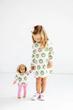 LONG SLEEVE POLLY PLAY DRESS - DECK THE HALLS WITH BOWS & HOLLY