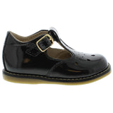 FOOTMATES HARPER T-STRAP BLACK PATENT