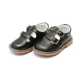 Beatrix English Double T-Strap Stitch Down Leather Mary Jane Black
