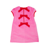 BETTS BOW DRESS (VELVETEEN) - HAMPTONS HOT PINK VELVETEEN WITH RICHMOND RED