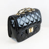 BLACK QUILTED CROSSBODY PATENT PURSE