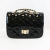 BLACK QUILTED CROSSBODY PATENT PURSE
