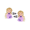 LILIES & ROSES CUTE DOLL PURPLE DRESS SNAP CLIPS (PAIR)