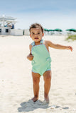 SKIPPER SUNSUIT - GRACE BAY GREEN WITH BEALE STREET BLUE
