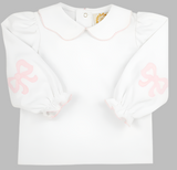 EMMA'S ELBOW PATCH TOP - WORTH AVENUE WHITE WITH PALM BEACH PINK