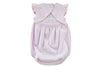 FLORENCE EISEMAN PINK STRIPED ROMPER WITH LAMB APPLIQUE