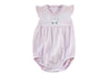 FLORENCE EISEMAN PINK STRIPED ROMPER WITH LAMB APPLIQUE
