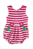FLORENCE EISEMAN BABY GIRLS STRIPE ROMPER WITH FLOWERS